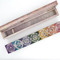Multi Coloured Soapstone Incense Burner Box Etching 7 Chakras