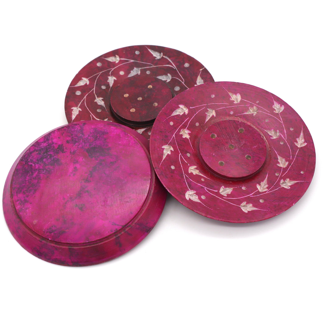 Pink Coloured Soapstone Incense Plate