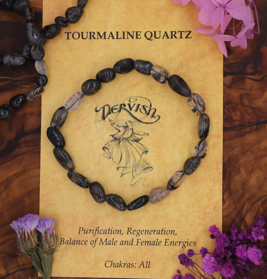 Quartz with Tourmaline Bracelet (Free Form)