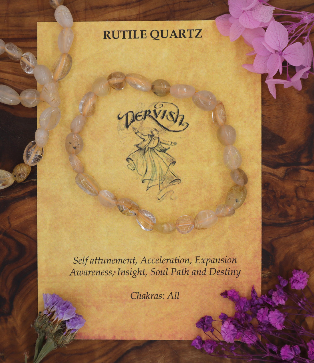 Quartz with Rutile (Rutilated Quartz) Bracelet (Free Form)